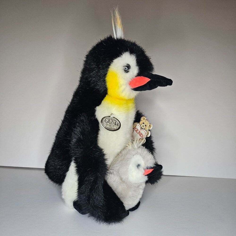 Gund vintage plush penguin and chick
